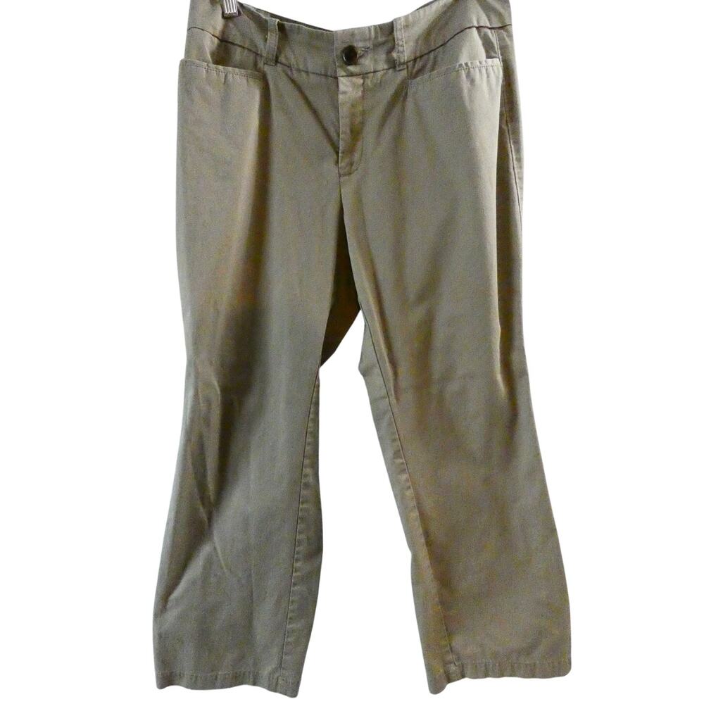 Dockers Women's 12P Beige Chino Pants Business Casual Flat Front Straight Leg